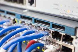 Cables ethernet conectados a un switch
